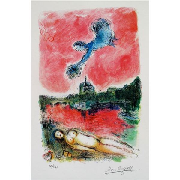 Marc Chagall VUE OF NOTRE DAME Facsimile Signed Limited Edition Giclee