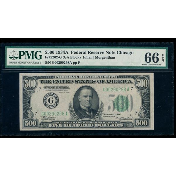 1934A $500 Chicago FRN PMG 66EPQ