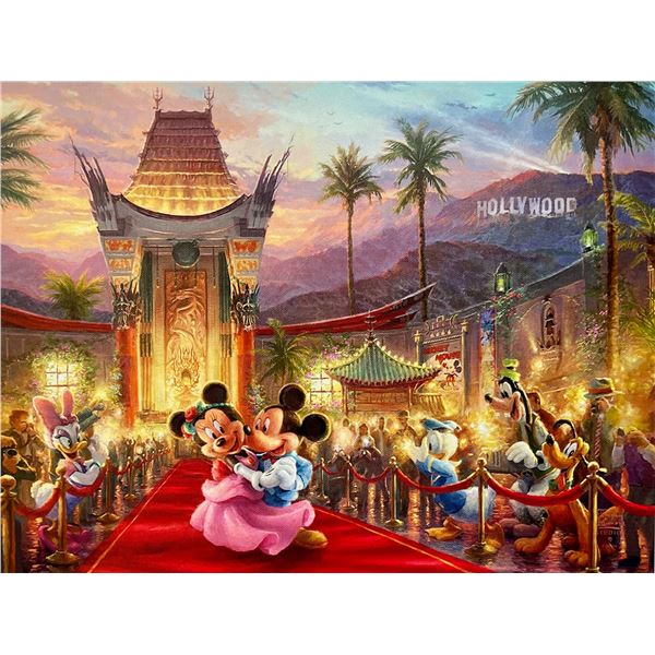 Thomas Kinkade Disney MICKEY MINNIE MOUSE IN HOLLYWOOD Giclee on Canvas