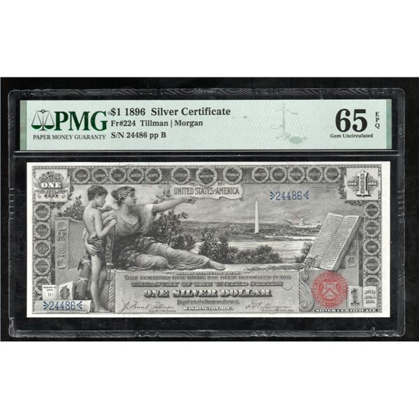 1896 $1 Educational Silver Certificate PMG 65EPQ