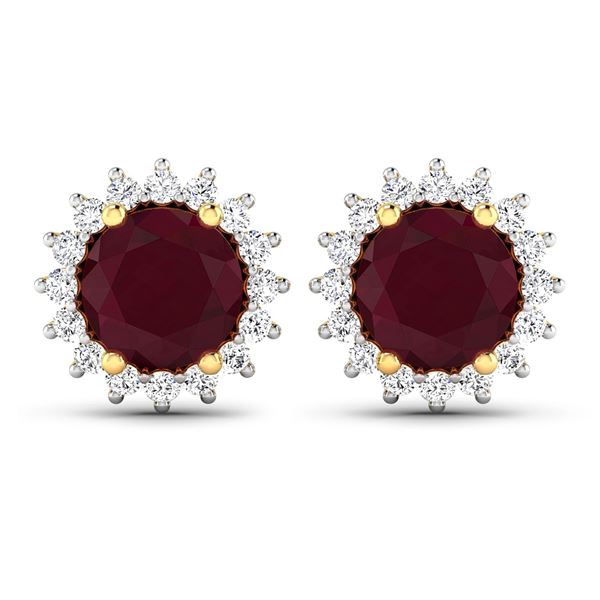 14KT Yellow Gold 2.1ctw Ruby and Diamond Earrings
