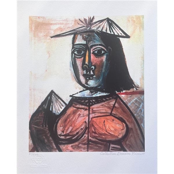 Pablo Picasso SEATED LADY WITH FAN HAT Estate Signed Limited Edition Giclee