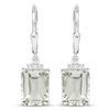 Image 1 : Plated Rhodium 7.23ctw Green Amethyst and White Topaz Earrings