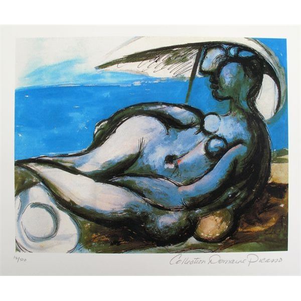 Pablo Picasso RECLINING NUDE AT BEACH Estate Signed Limited Edition Giclee