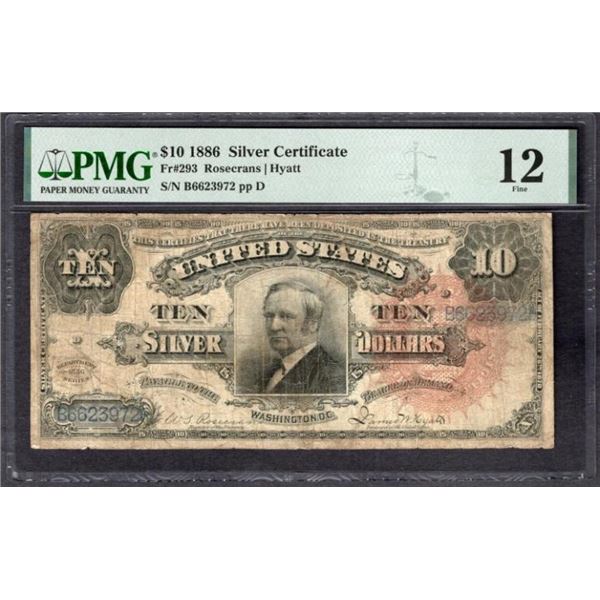 1886 $10 Tombstone Silver Certificate PMG 12