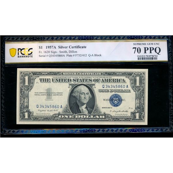 1957A $1 Silver Certificate PCGS 70PPQ