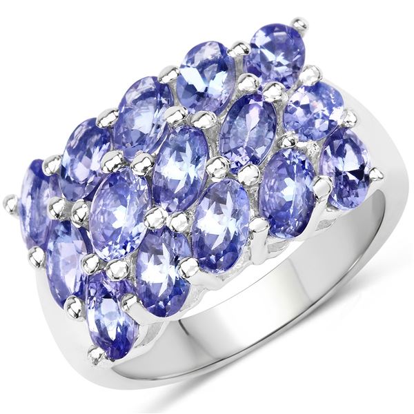 Rhodium Plated 3.75ctw Tanzanite Ring