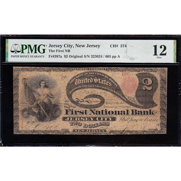 1865 $2 Jersey City NJ National PMG 12