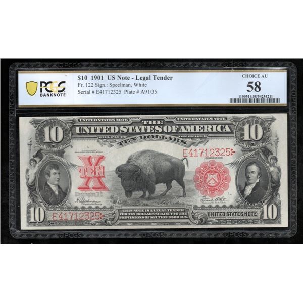 1901 $10 Bison Legal Tender Note PCGS 58