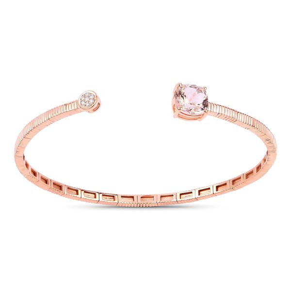 14KT Rose Gold 2.05ct Morganite and Diamond Bangle