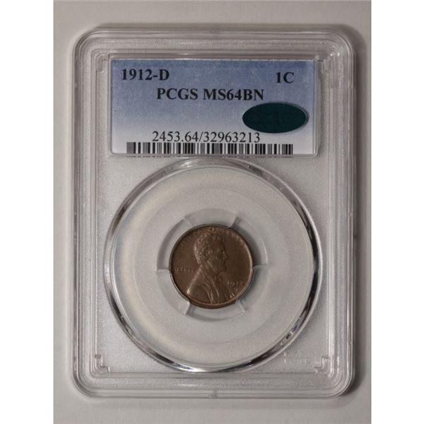 1912-D Lincoln Cent PCGS MS64BN CAC