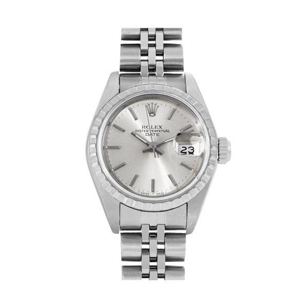 Rolex Ladies Stainless Steel Silver Index Quickset Date Watch Jubilee Band