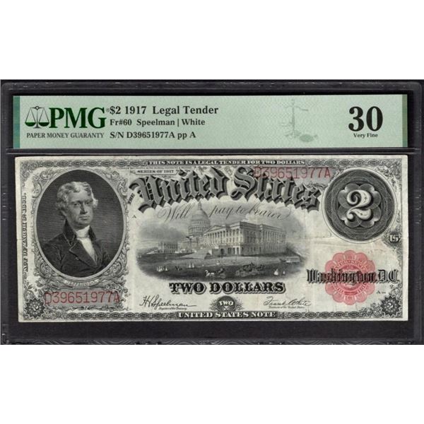 1917 $2 Legal Tender Note PMG 30