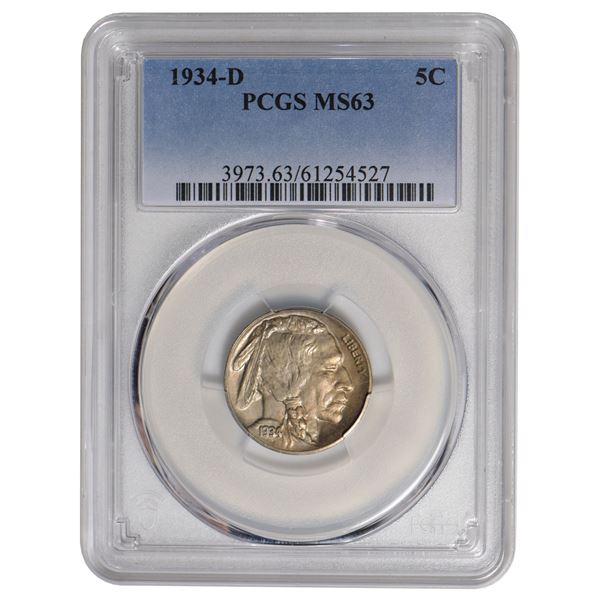 1934-D Buffalo Nickel PCGS MS63