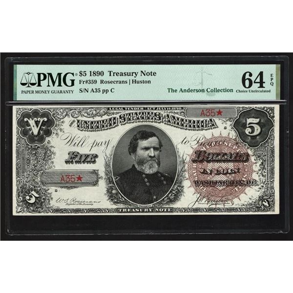 1890 $5 Treasury Note PMG 64EPQ