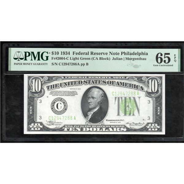 1934 $10 Philadelphia FRN PMG 65EPQ
