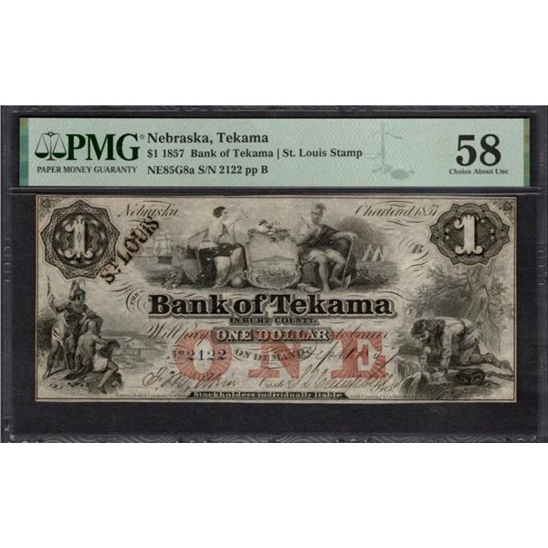 1857 $1 Tekama NE National PMG 58