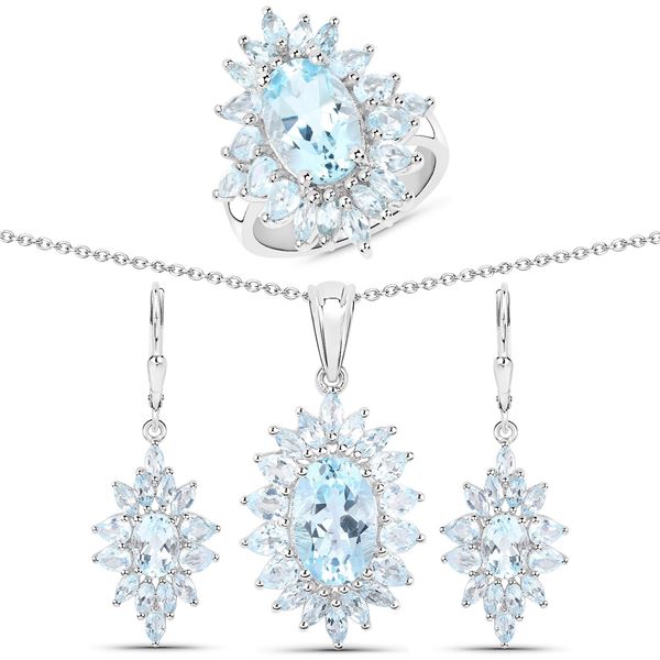 Sterling Silver 19.18ctw Blue Topaz Jewelry Set