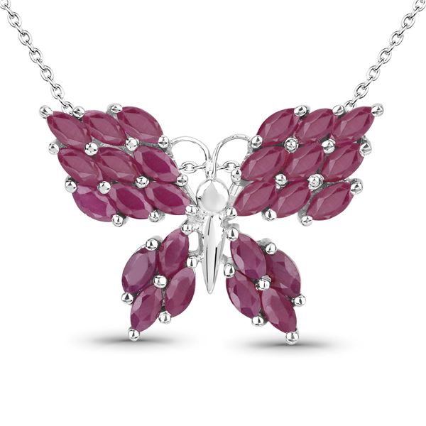 Plated Rhodium 3.12ctw Ruby Pendant