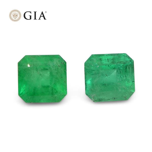 Lovely 2.43 Ct GIA Certified Natural Emerald Pair