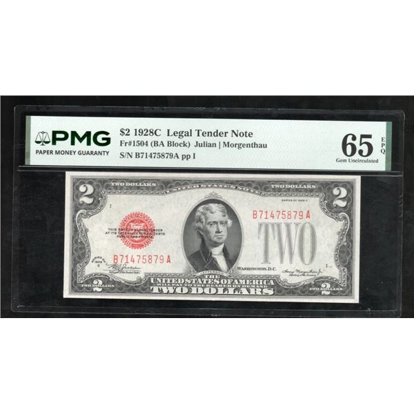 1928C $2 Legal Tender Note PMG 65EPQ