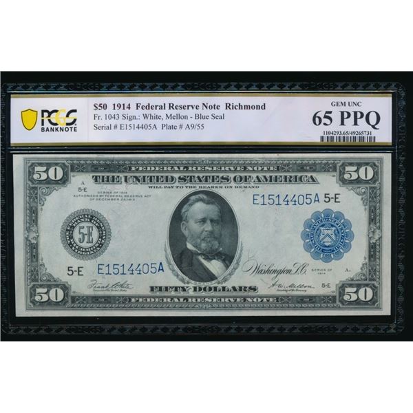 1914 $50 Richmond FRN PCGS 65PPQ