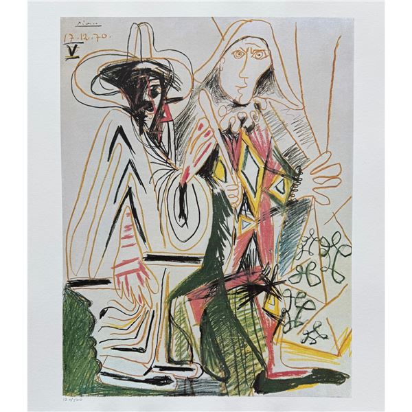 Pablo Picasso 1972 Facsimile Signed Limited Edition Lithograph CLOWN & HARLEQUIN