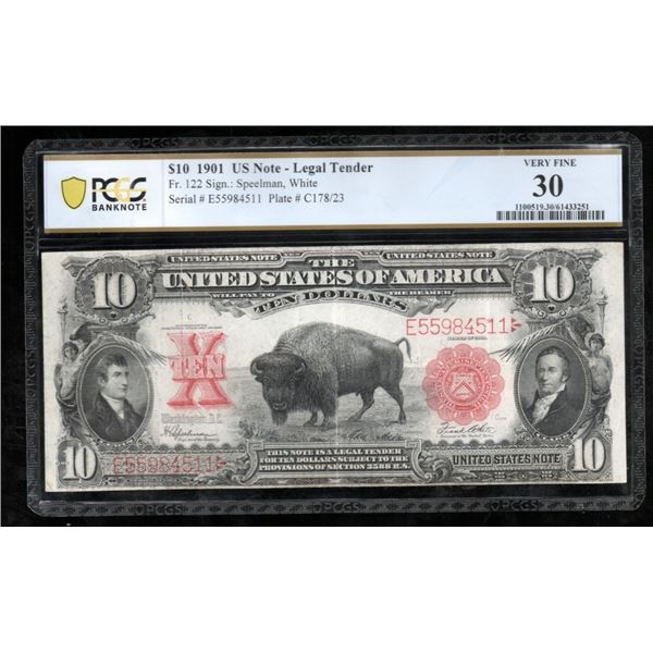 1901 $10 Bison Legal Tender Note PCGS 30