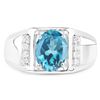 Image 1 : Plated Rhodium 2.18ct London Blue and White Topaz Ring