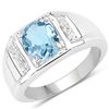 Image 3 : Plated Rhodium 2.18ct London Blue and White Topaz Ring