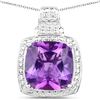 Image 1 : Plated Rhodium 5.85ct Amethyst Pendant
