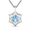 Image 2 : 14KT White Gold 1.9ctw Aquamarine and Diamond Pendant