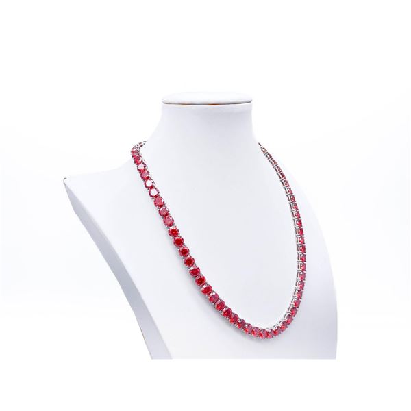 18KT White Gold Plated 69ctw Hot Cherry Red Moissanite Necklace