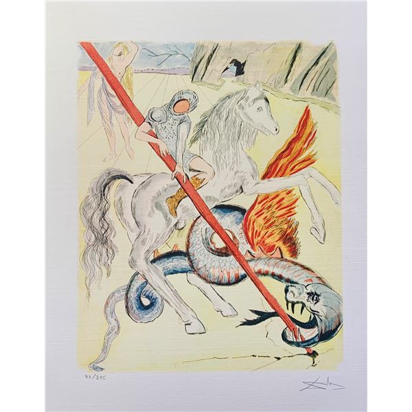 Salvador Dali SAINT GEORGE & DRAGON Facsimile Signed Limited Edition Giclee