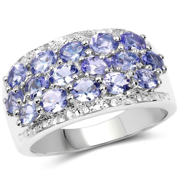 Sterling Silver 2.76ctw Tanzanite and Diamond Ring