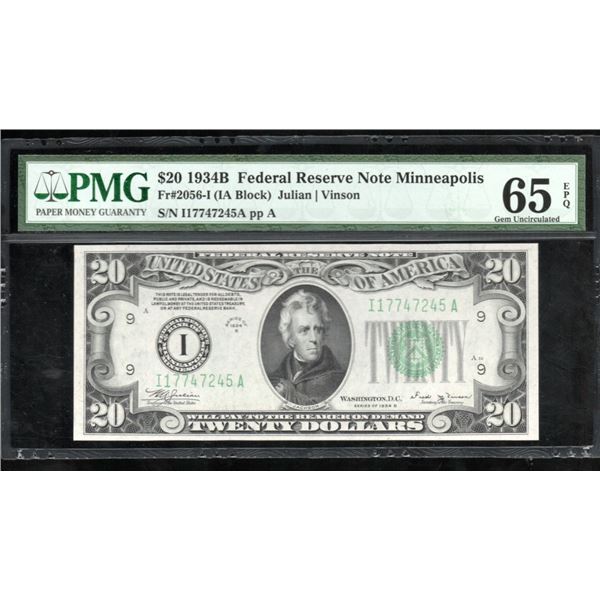 1934B $20 Minneapolis FRN PMG 65EPQ