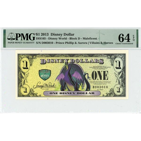 2013 $1 Maleficent Disney Dollar PMG 64EPQ