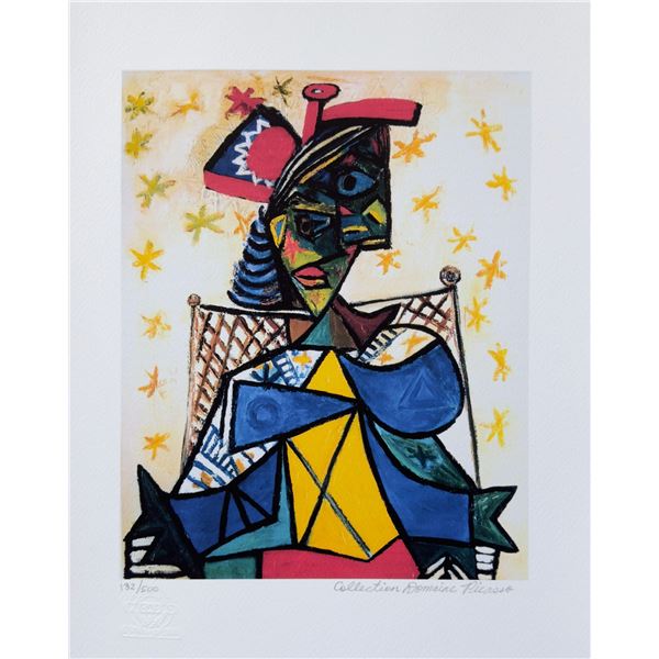 Pablo Picasso SEATED WOMAN WITH RED BLUE HAT Estate Signed Limited Edition Giclee