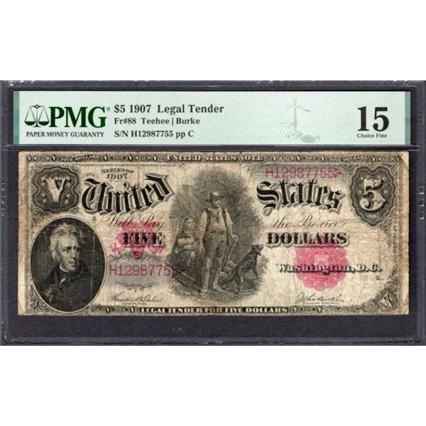 1907 $5 Legal Tender Note PMG 15