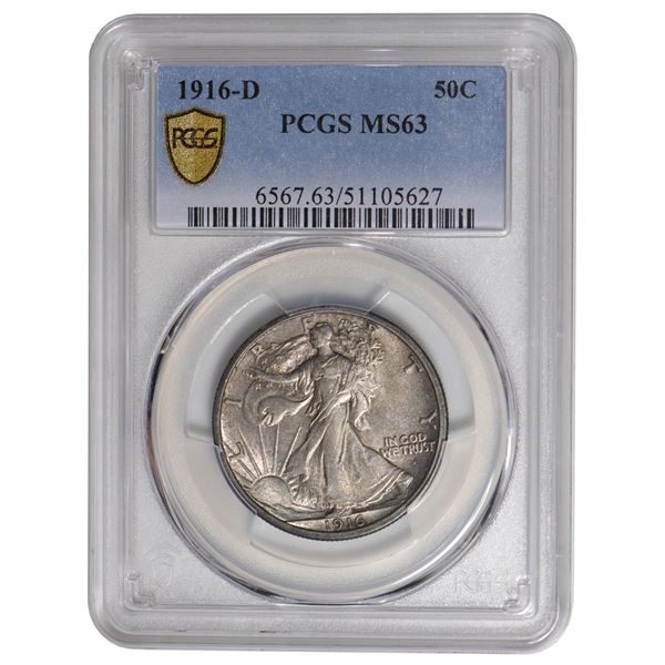 1916-D Walking Liberty Half Dollar PCGS MS63