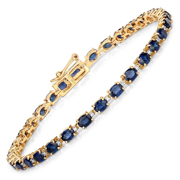 10KT Yellow Gold 6.08ctw Sapphire and Diamond Bracelet