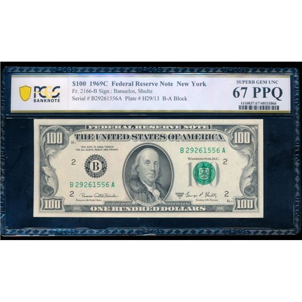 1969C $100 New York FRN PCGS 67PPQ