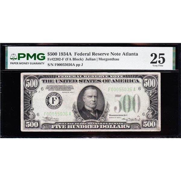 1934A $500 Atlanta FRN PMG 25