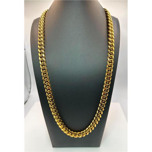 134.4 Gram 18 Kt Gold Plate Monogramed "J" Cuban Link Necklace.