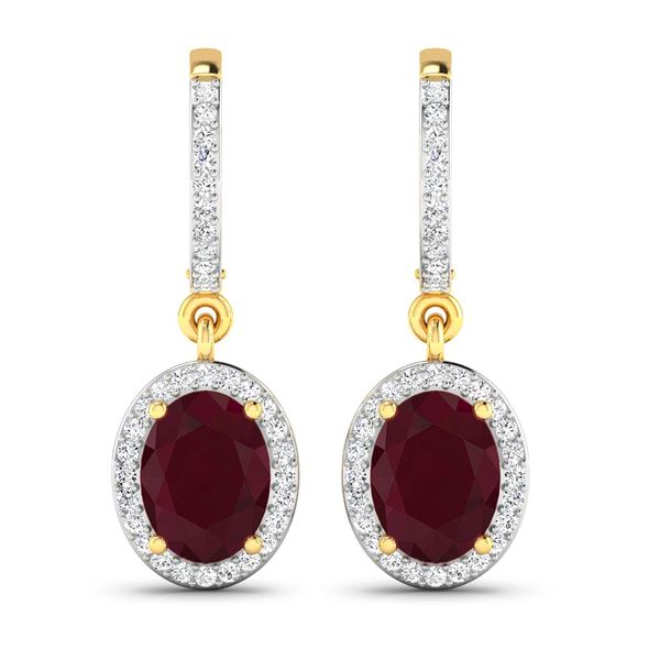 14KT Yellow Gold 3ctw Ruby and Diamond Earrings