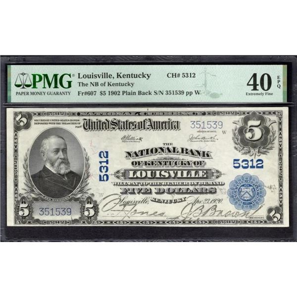 1902 $5 Louisville KY National PMG 40EPQ