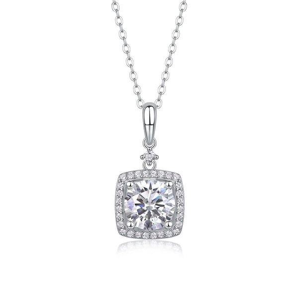 Sterling Silver 2ct Moissanite Pendant with Chain