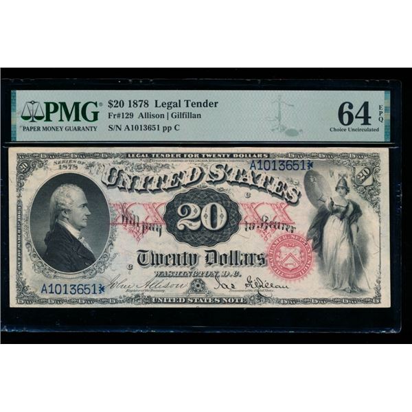 1878 $20 Legal Tender Note PMG 64EPQ