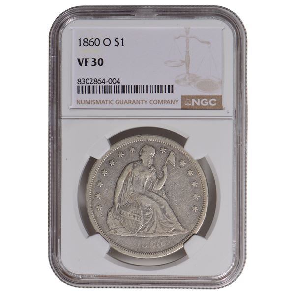 1860-O Seated Liberty Dollar NGC VF30