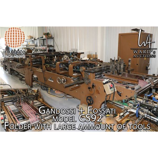 Gandossi & Fossati Model CS92 Folder Gluer serial number C301, approximately 411" long and includes 